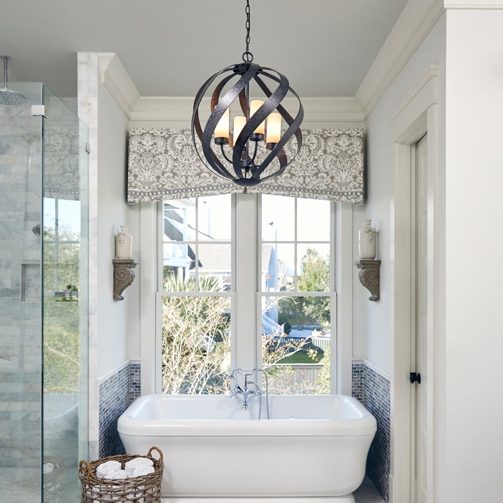 Quintiesse Blacksmith 4 Light Outdoor Chandelier - Old Black