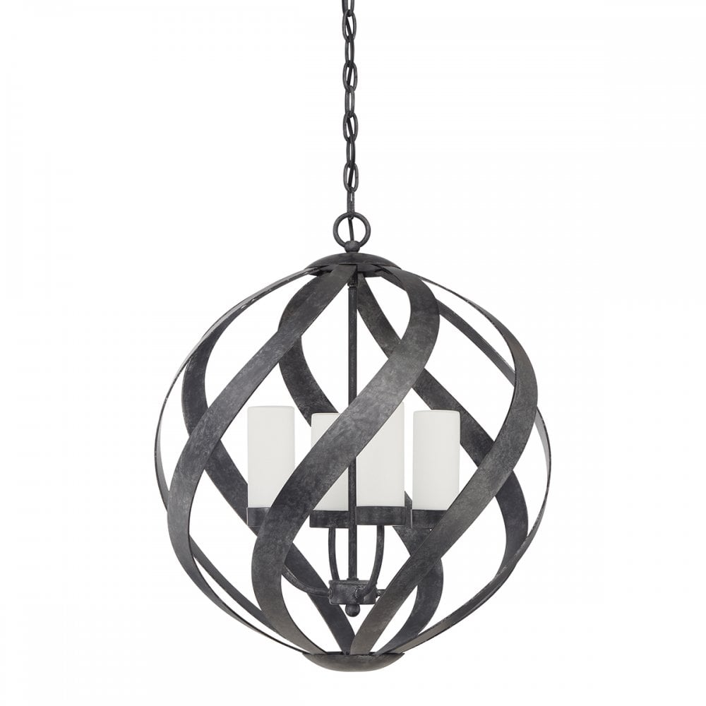 Quintiesse Blacksmith 4 Light Outdoor Chandelier - Old Black