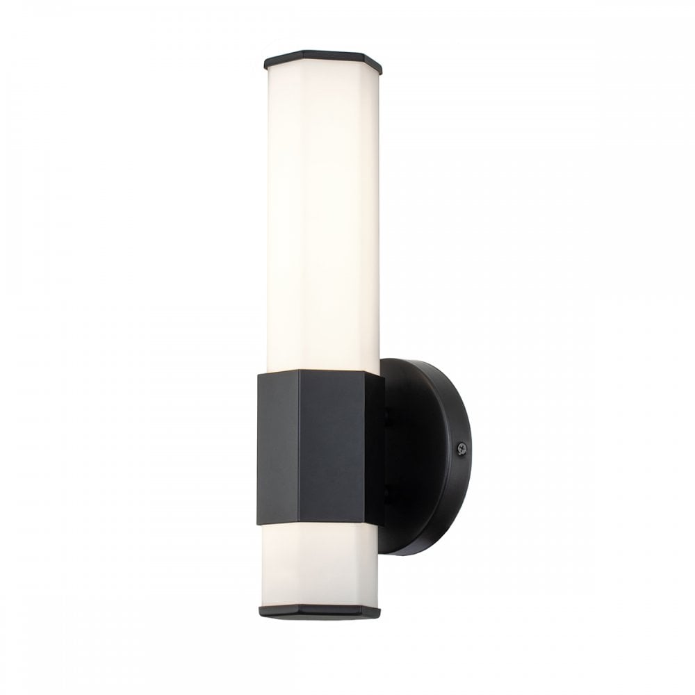 Quintiesse Facet Single LED Bathroom Wall Light - Matt Black