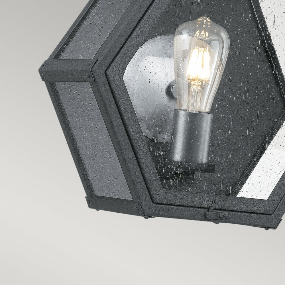 Quintiesse Heath Single Medium Wall Lantern - Mottled Black