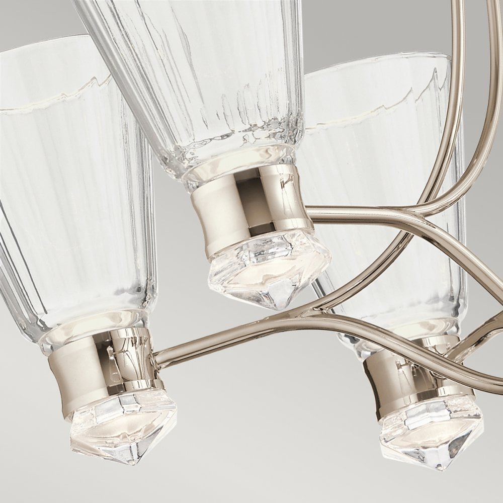 Quintiesse Kayva LED 13 Light 6 Arm Chandelier - Polished Nickel