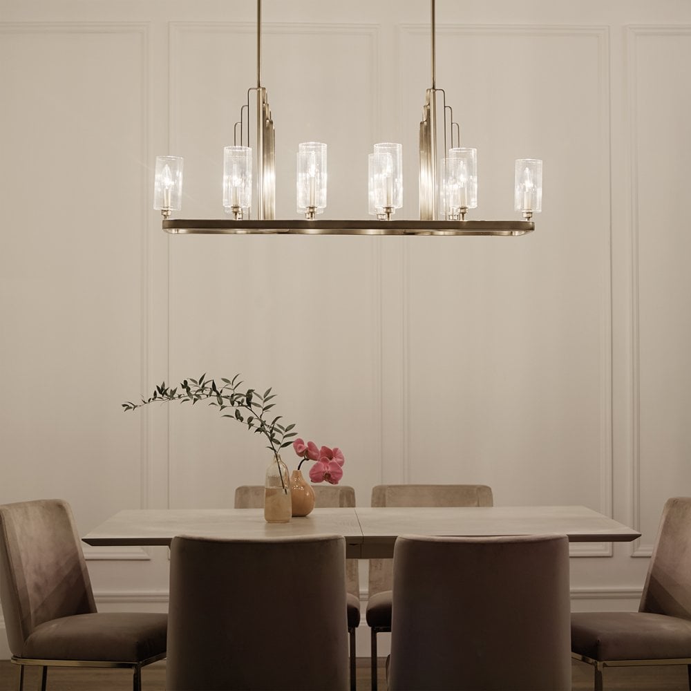 Quintiesse Kimrose 10 Light Linear Chandelier - Brushed Natural Brass