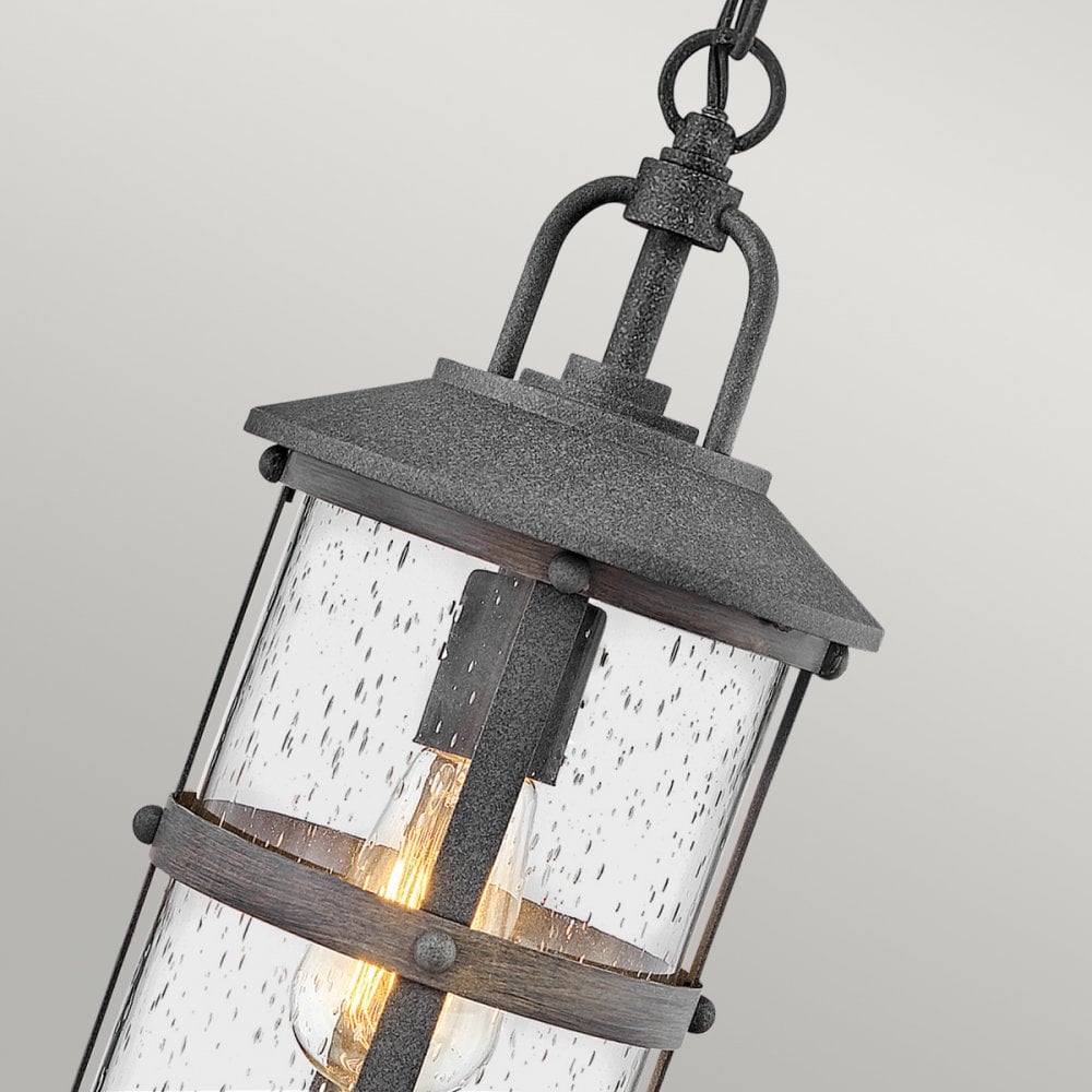 Quintiesse Lakehouse Single Small Chain Lantern - Aged Zinc with Driftwood Grey