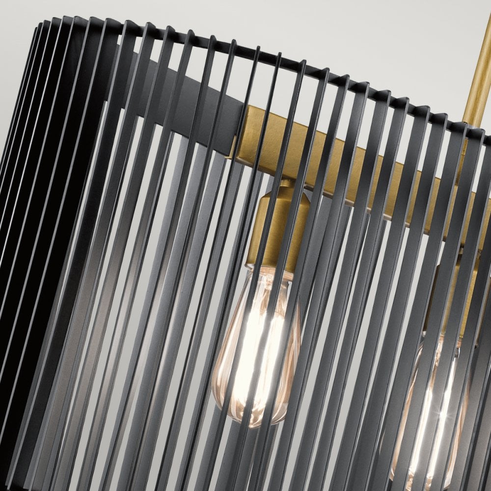 Quintiesse Linara 5 Light Linear Chandelier - Black & Natural Brass