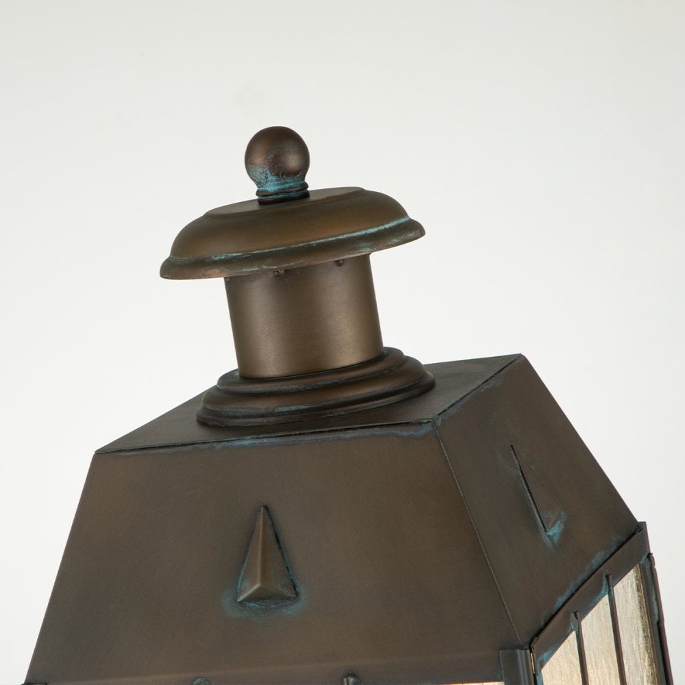 Quintiesse Nantucket 3 Light Large Pedestal Lantern - Aged Brass