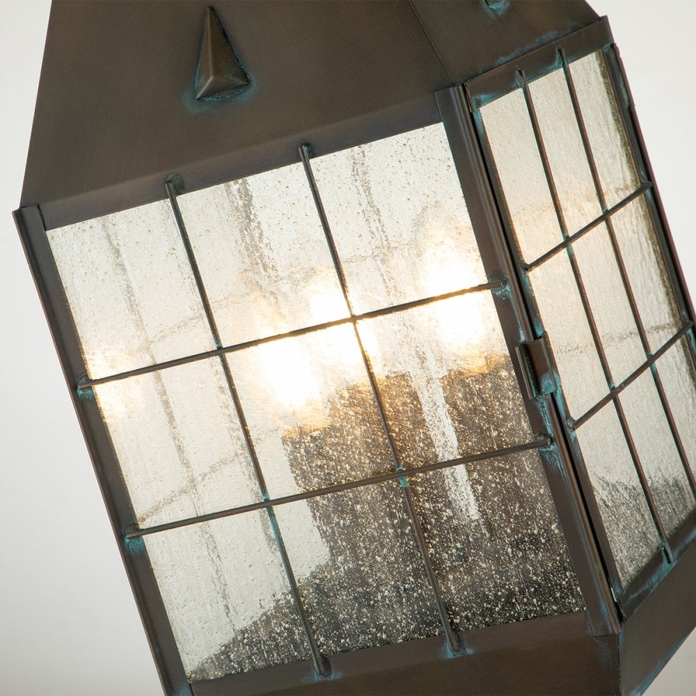 Quintiesse Nantucket 3 Light Large Pedestal Lantern - Aged Brass