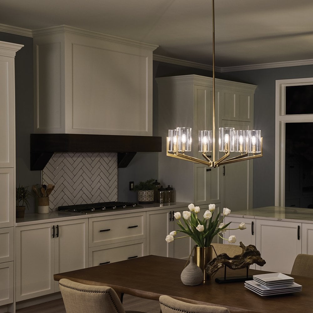 Quintiesse Nye 6 Light Chandelier - Brushed Natural Brass