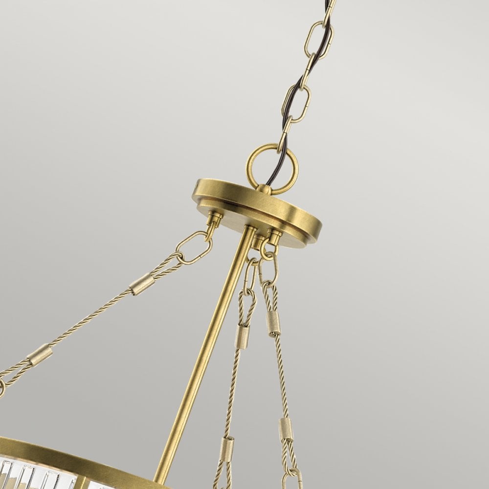 Quintiesse Roux 3 Light Pendant / Semi-Flush - Natural Brass