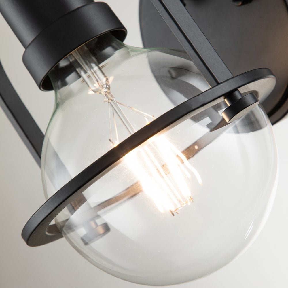 Quintiesse Somerset Single Wall Light - White Glass - Black