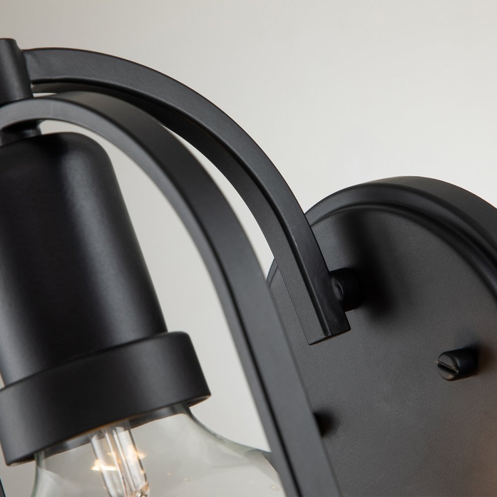 Quintiesse Somerset Single Wall Light - White Glass - Black