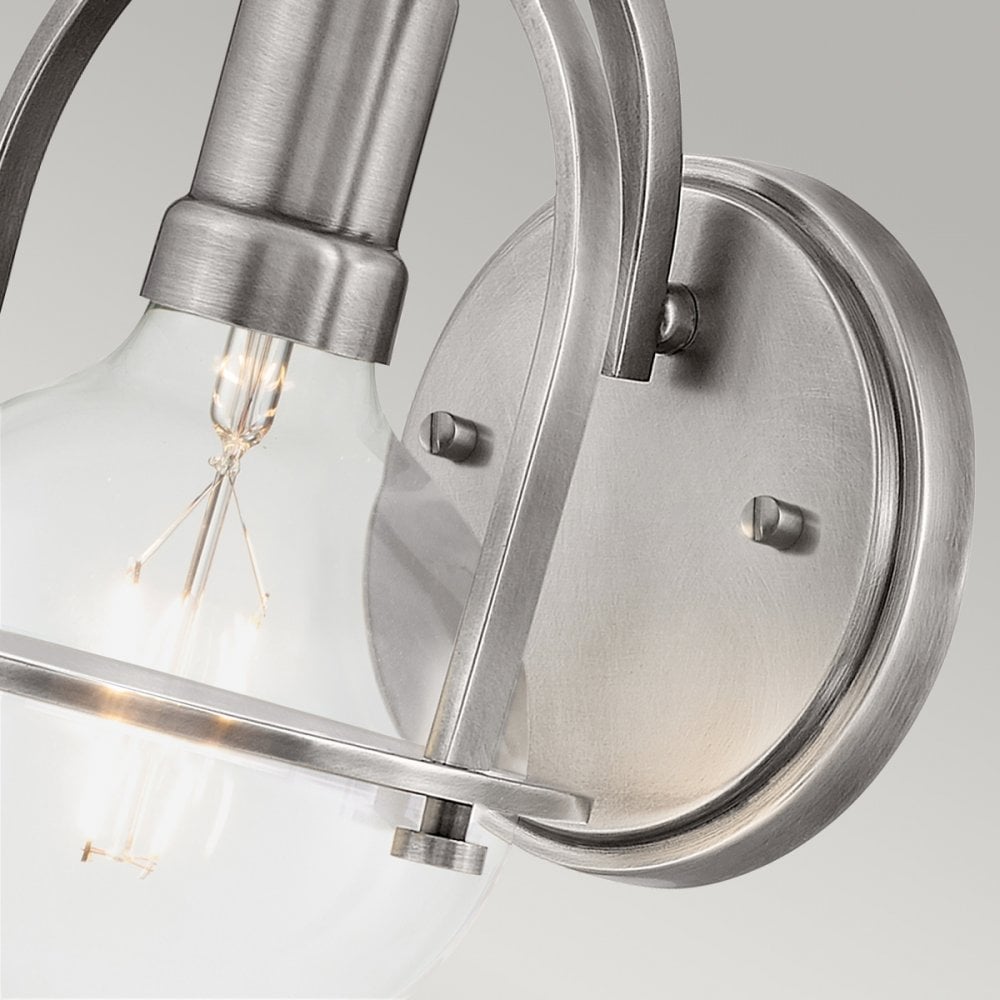Quintiesse Somerset Single Wall Light - Clear - Brushed Nickel