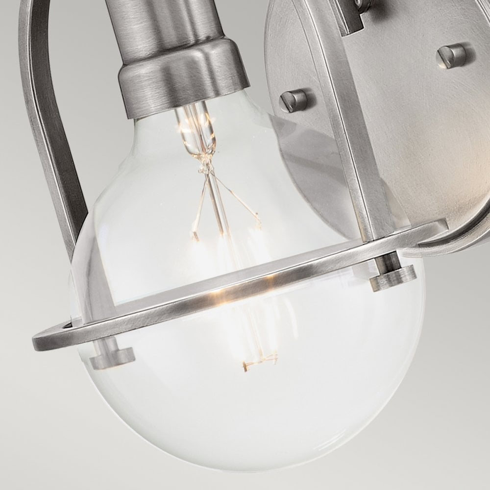 Quintiesse Somerset Single Wall Light - Clear - Brushed Nickel
