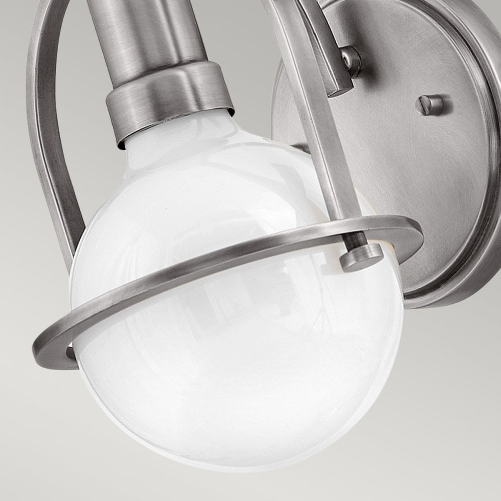 Quintiesse Somerset Single Wall Light - White Glass - Brushed Nickel
