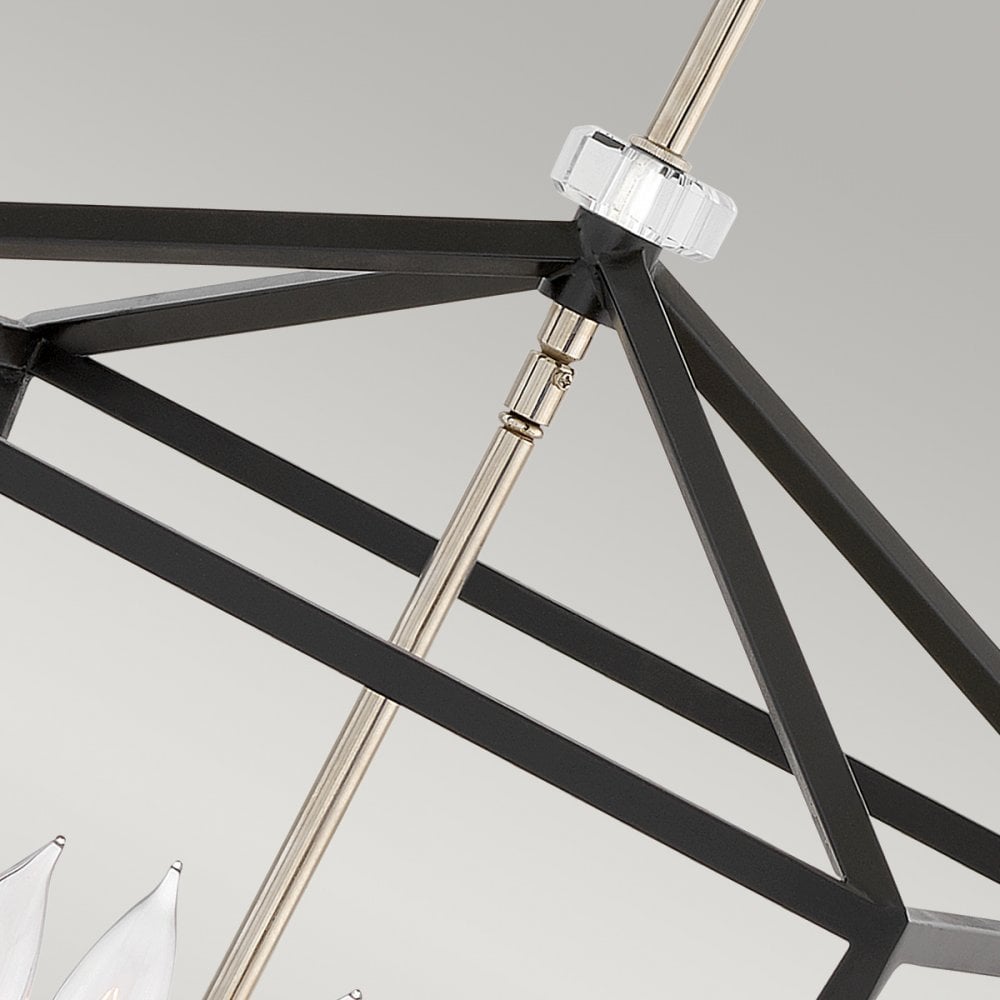 Quintiesse Stinson 4 Light Large Pendant / Semi-Flush - Black with Polished Nickel