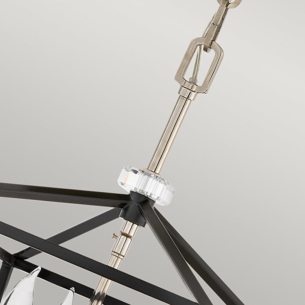 Quintiesse Stinson 4 Light Medium Pendant / Semi-Flush - Black with Polished Nickel