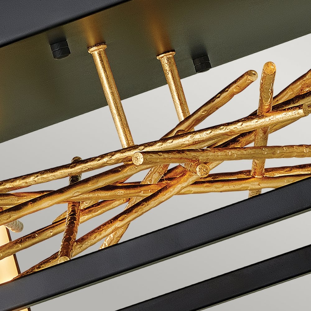 Quintiesse Styx LED Flush Fitting - Black & Gilded Gold