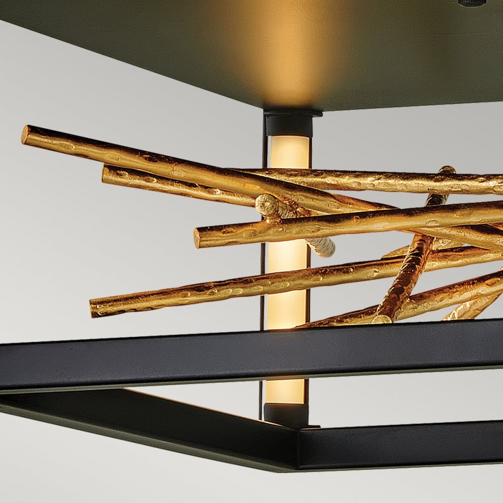 Quintiesse Styx LED Flush Fitting - Black & Gilded Gold