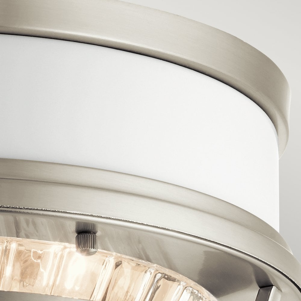Quintiesse Tollis 2 Light Flush Fitting - Brushed Nickel & White