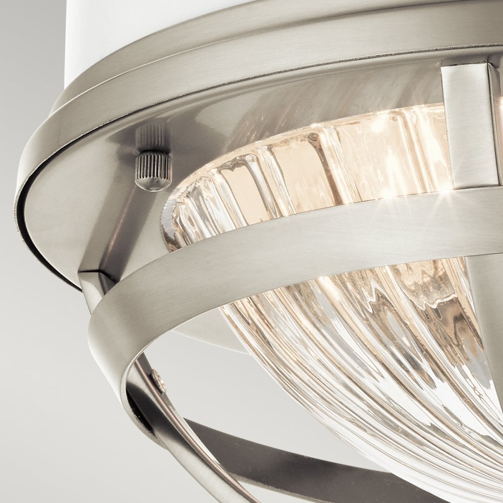 Quintiesse Tollis 2 Light Flush Fitting - Brushed Nickel & White
