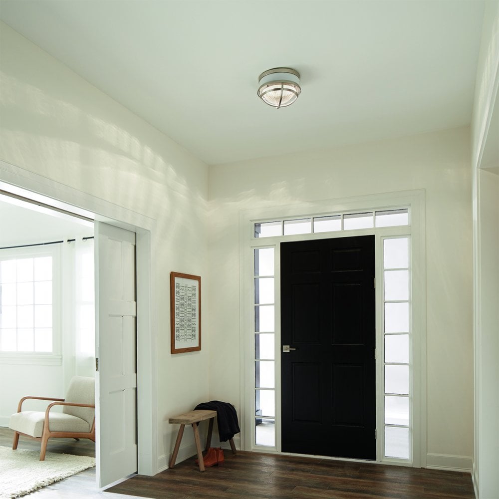 Quintiesse Tollis 2 Light Flush Fitting - Brushed Nickel & White