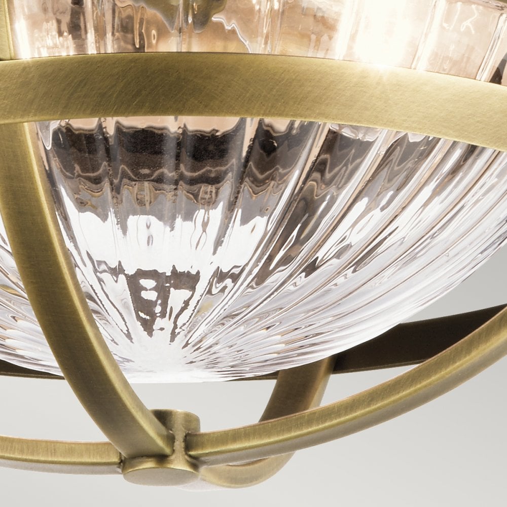 Quintiesse Tollis 2 Light Flush Fitting - Natural Brass & White