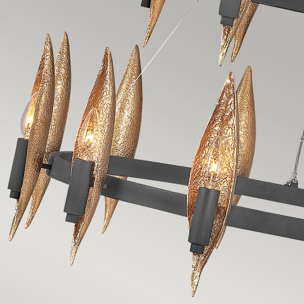 Quintiesse Willow 18 Light Chandelier - Carbon Black with Deluxe Gold