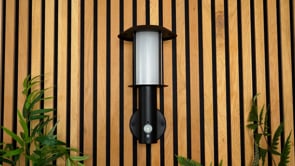 Endon Tarrow IP44 Wall Light, Photocell & PIR - Matt Black