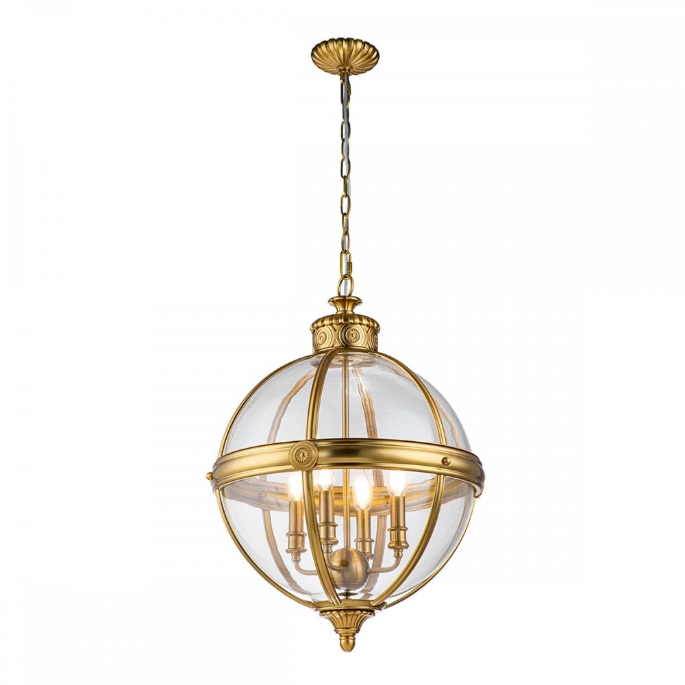 Feiss Adams 4 Light Pendant Chandelier - Brushed Brass