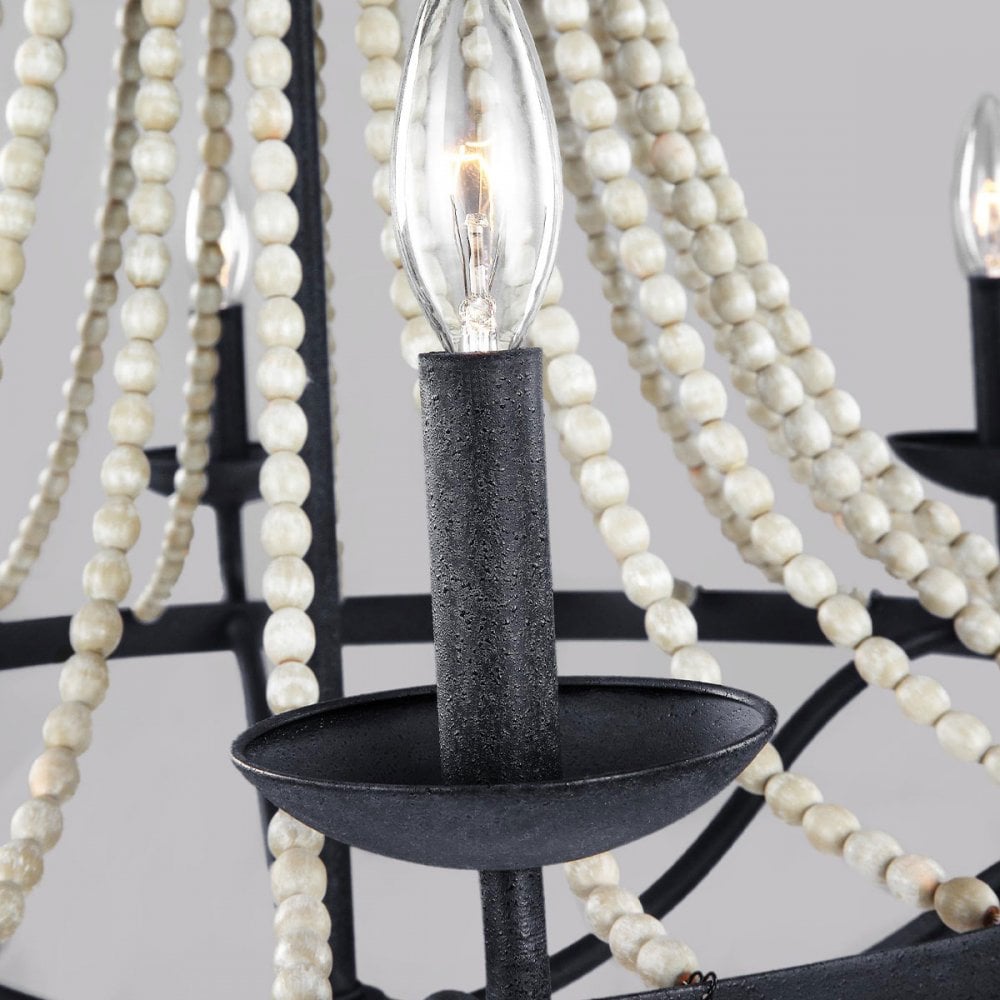 Feiss Nori 6 Light Chandelier - Dark Weathered Zinc & Driftwood Grey