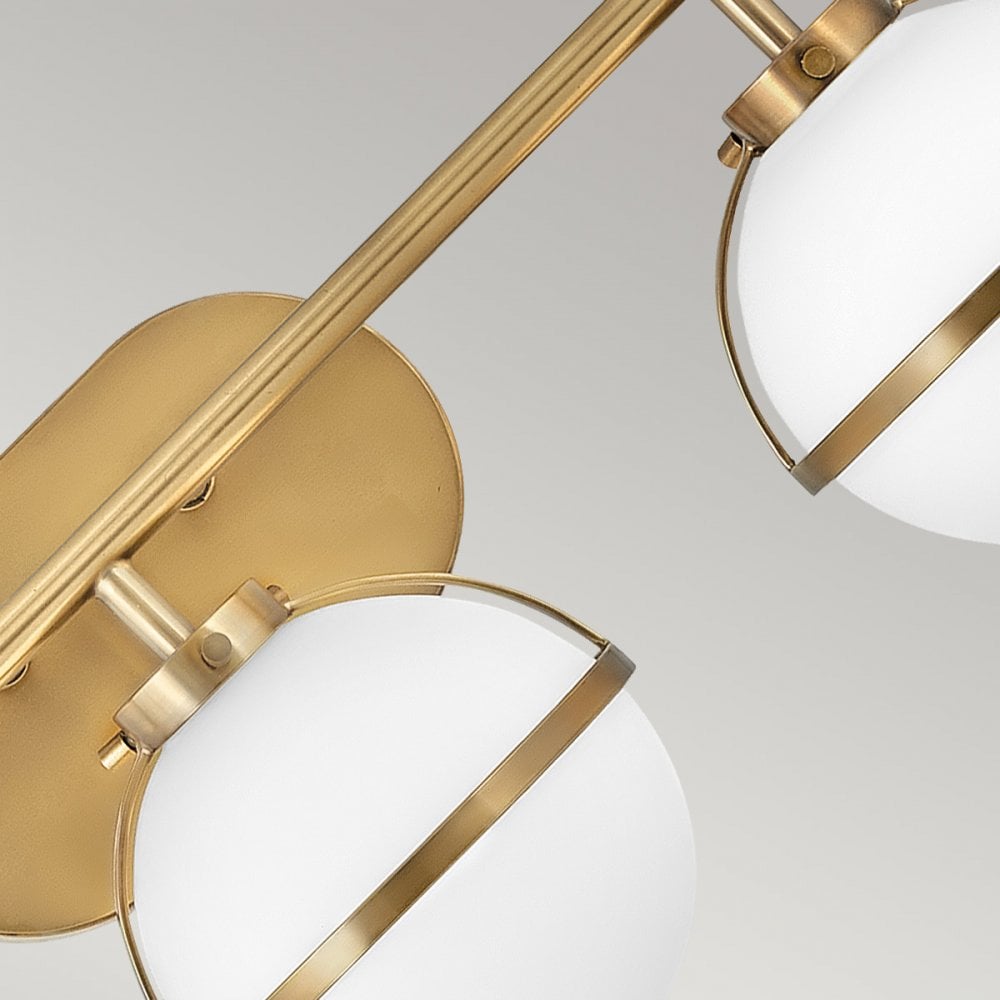 Hinkley Hollis 3 Light Wall Light - Opal - Heritage Brass
