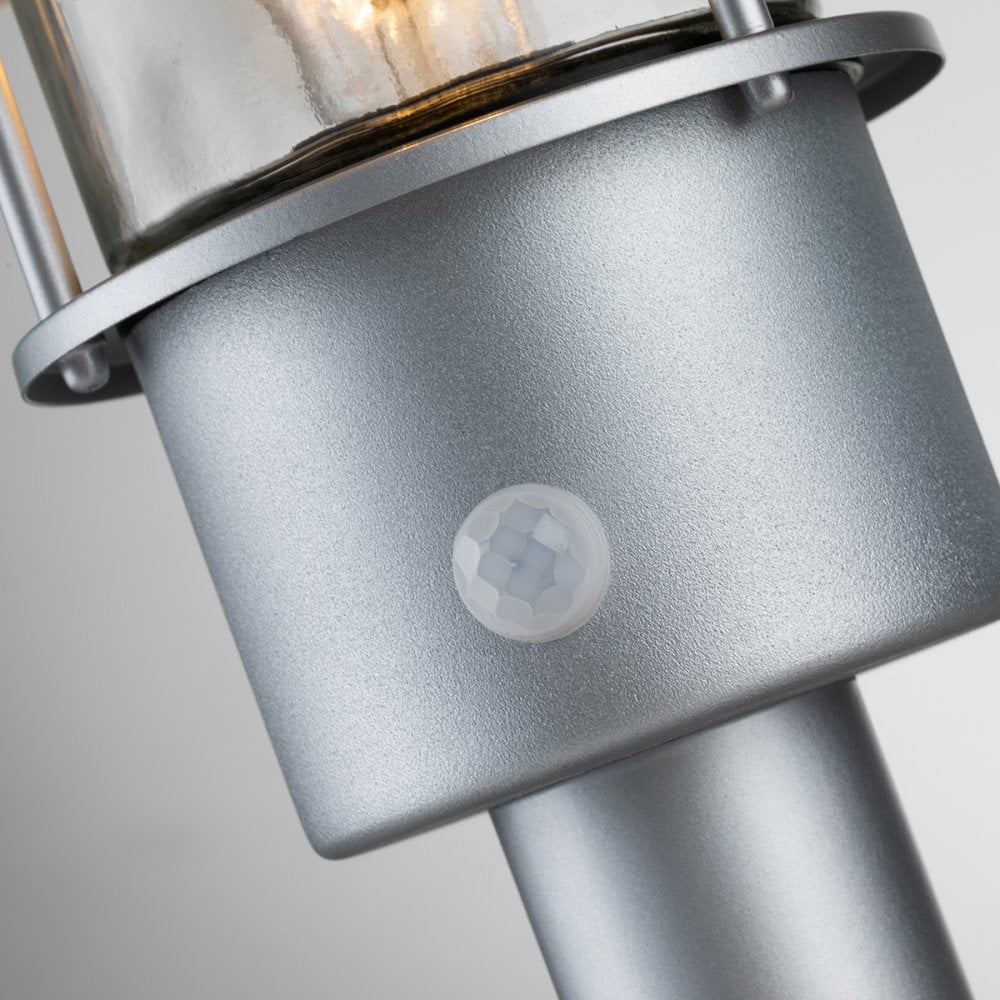 Elstead Klampenborg Single Pedestal with PIR - Silver