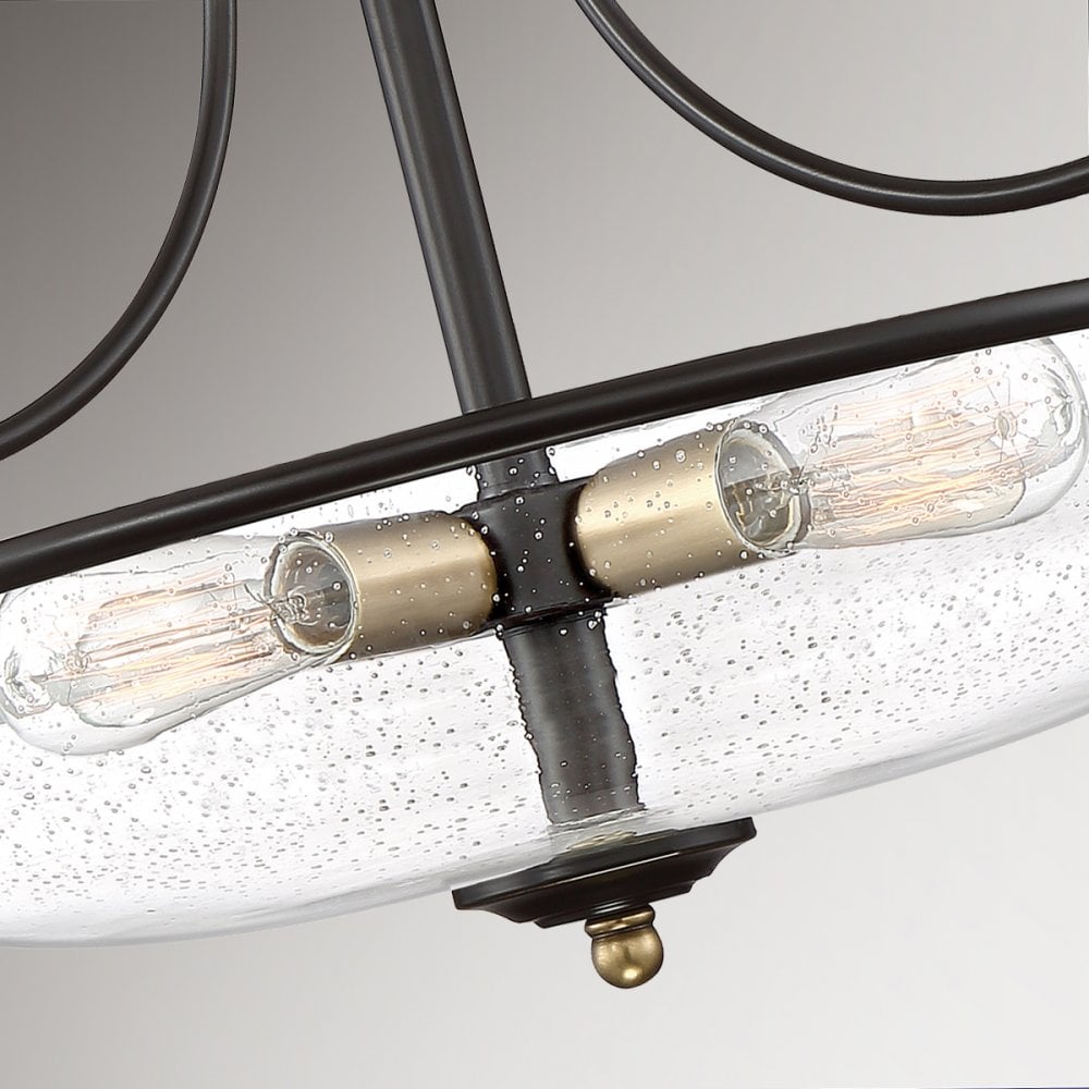 Quoizel Griffin 3 Light Medium Semi-Flush Fitting - Palladian Bronze & Weathered Brass
