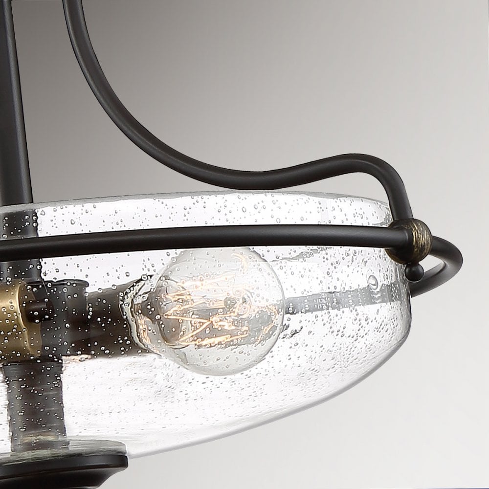 Quoizel Griffin 3 Light Small Semi-Flush Fitting - Palladian Bronze & Weathered Brass