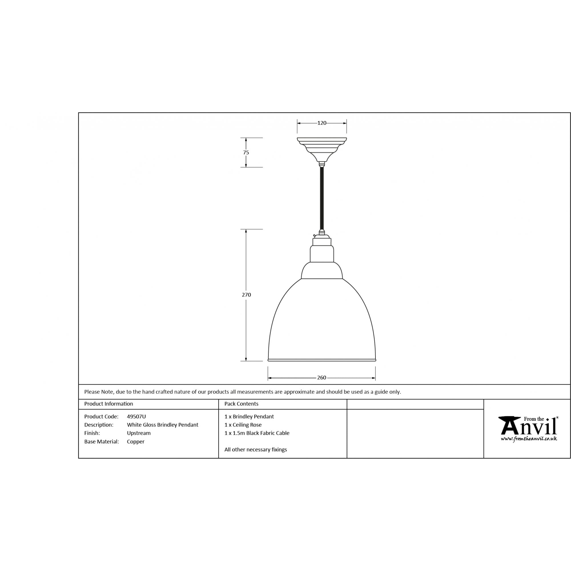 From The Anvil White Gloss Brindley Pendant - Upstream (Blue)