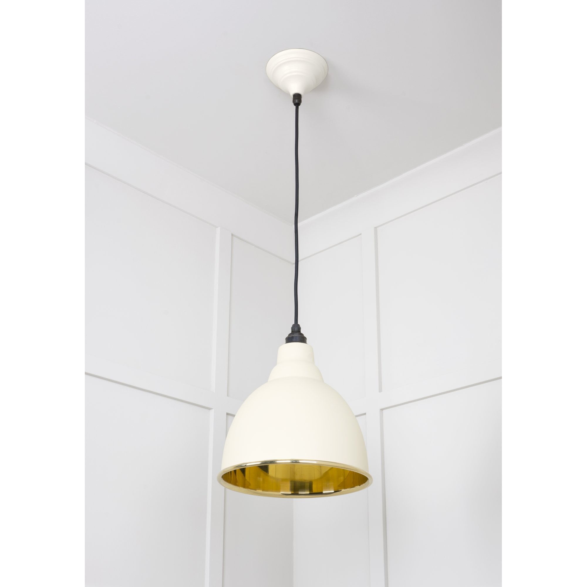 From The Anvil Smooth Brass Brindley Pendant - Teasel (Off White/Cream)