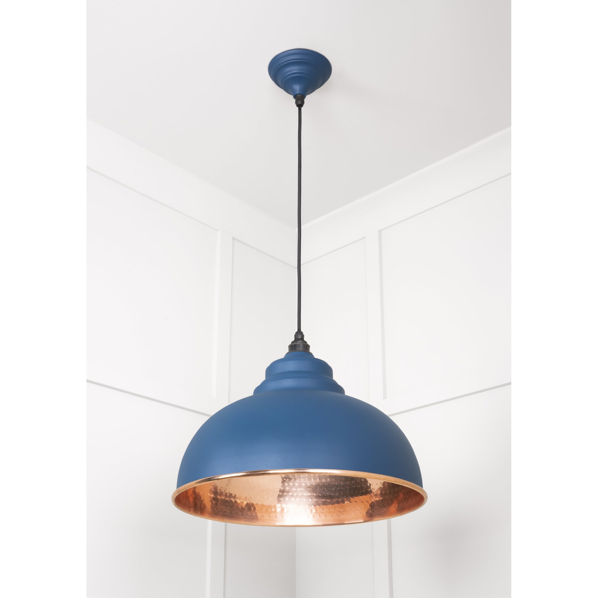 From The Anvil Hammered Copper Harborne Pendant - Upstream (Blue)