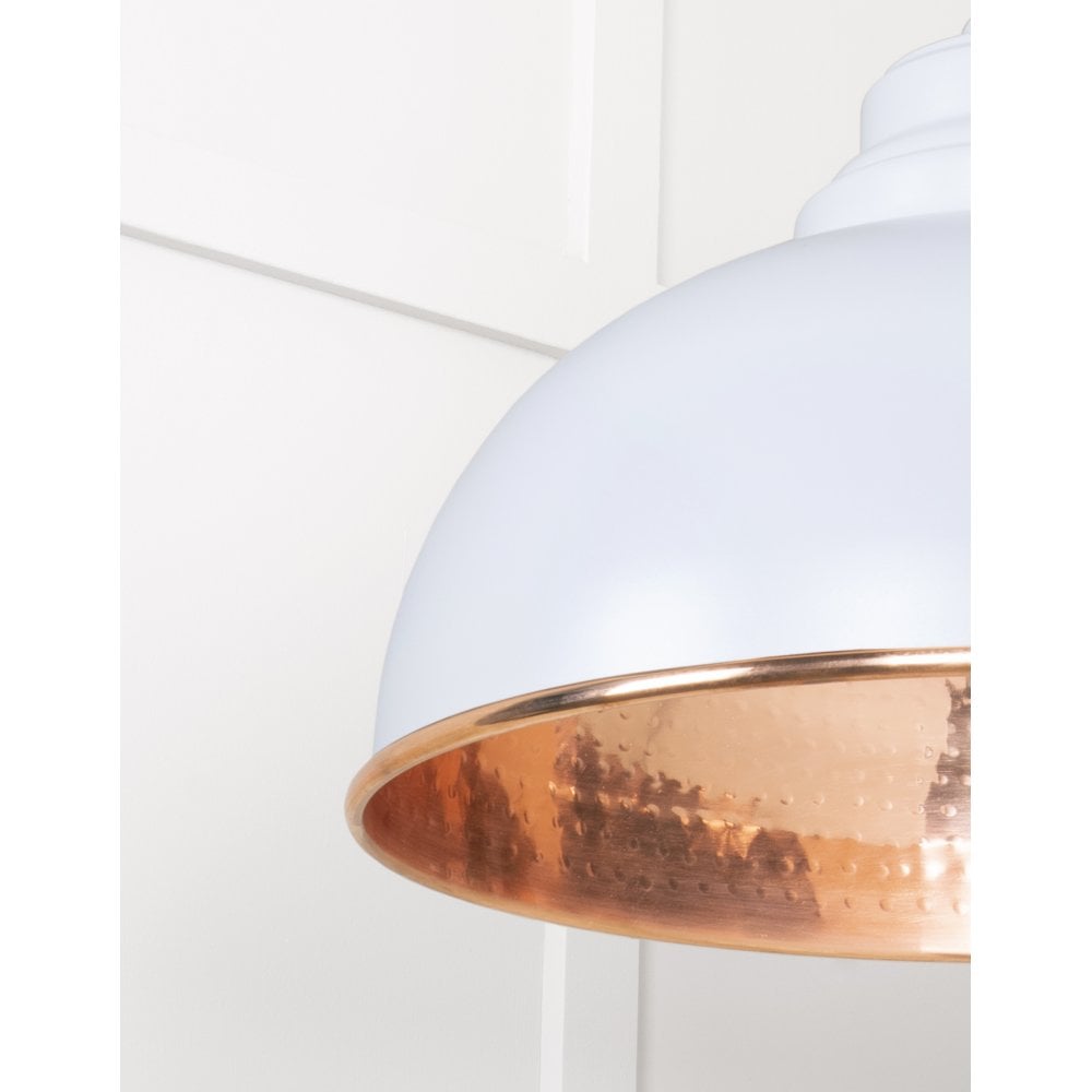 From The Anvil Hammered Copper Harborne Pendant - Birch (Pale Grey)