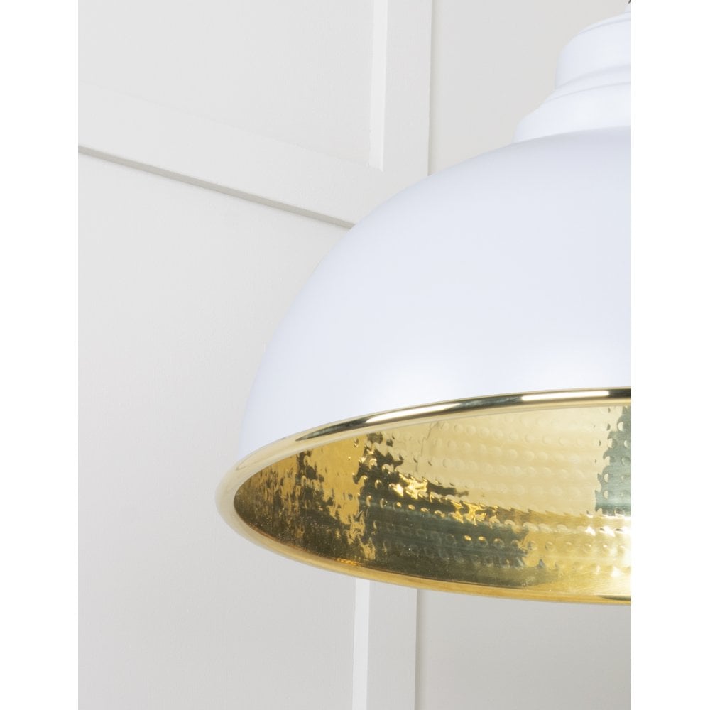 From The Anvil Hammered Brass Harborne Pendant - Birch (Pale Grey)