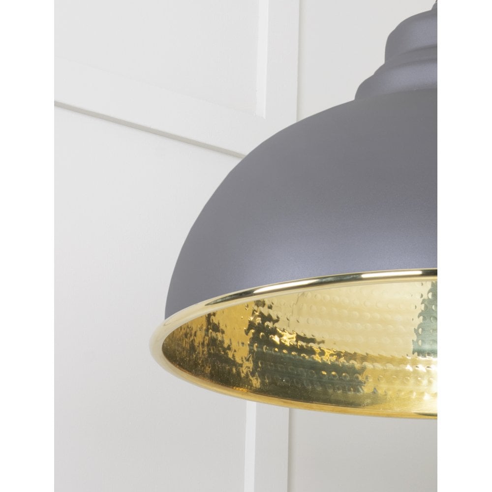 From The Anvil Hammered Brass Harborne Pendant - Bluff (Warm Grey)