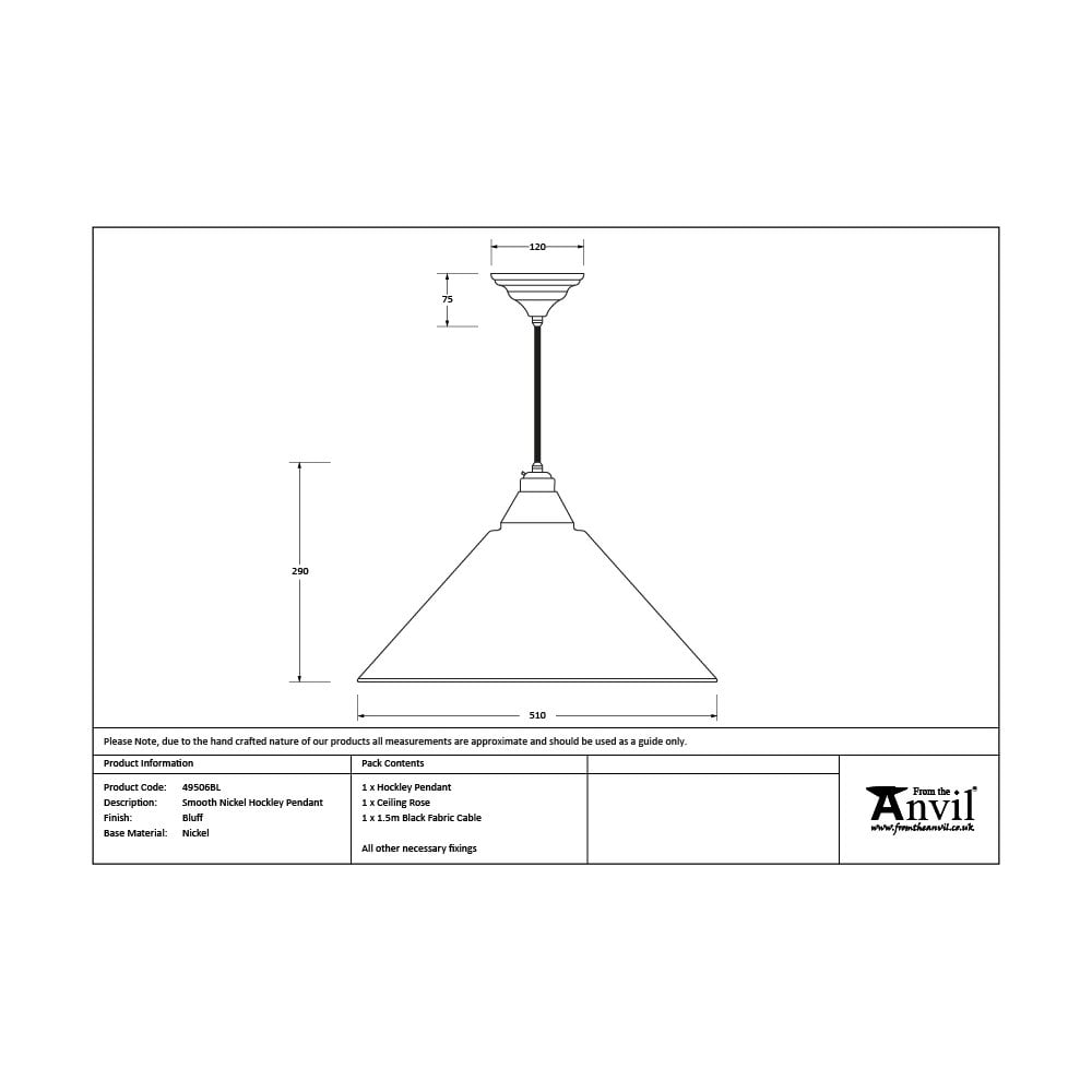 From The Anvil Smooth Nickel Hockley Pendant - Bluff (Warm Grey)