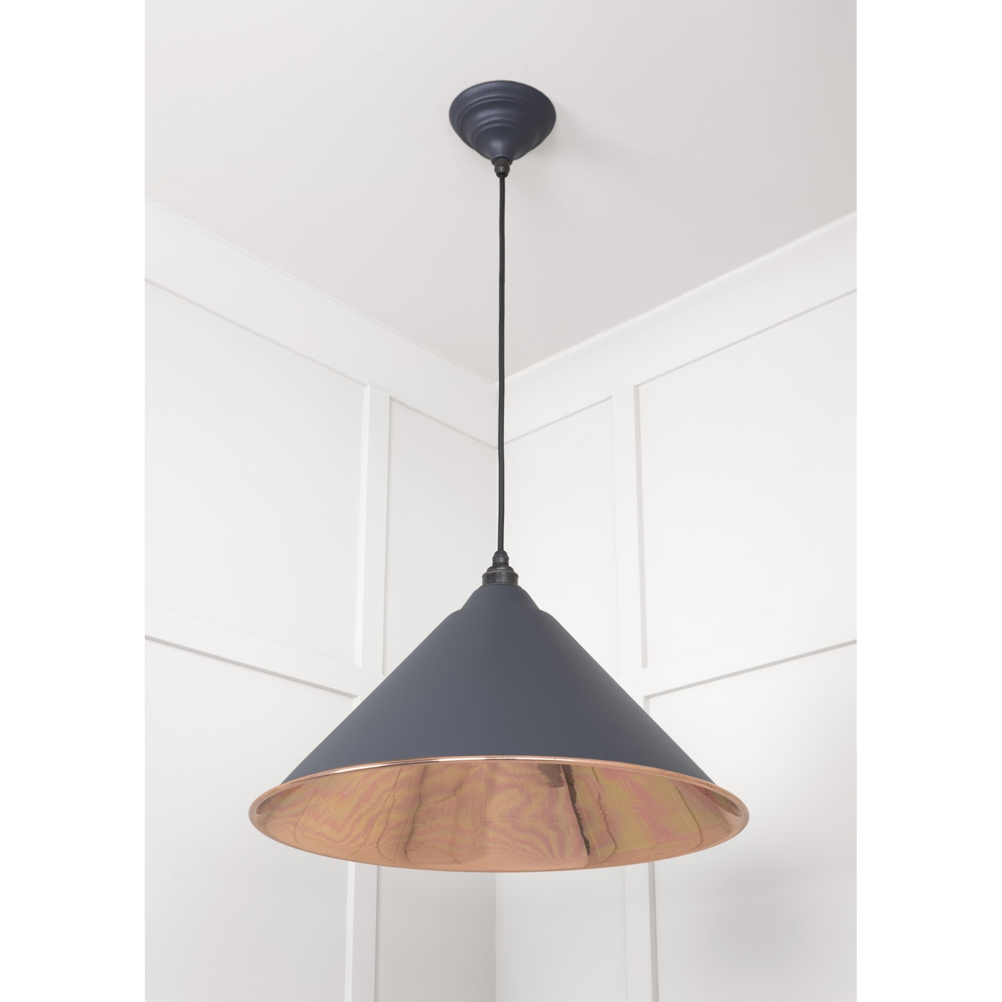 From The Anvil Smooth Copper Hockley Pendant - Slate (Mid Grey)