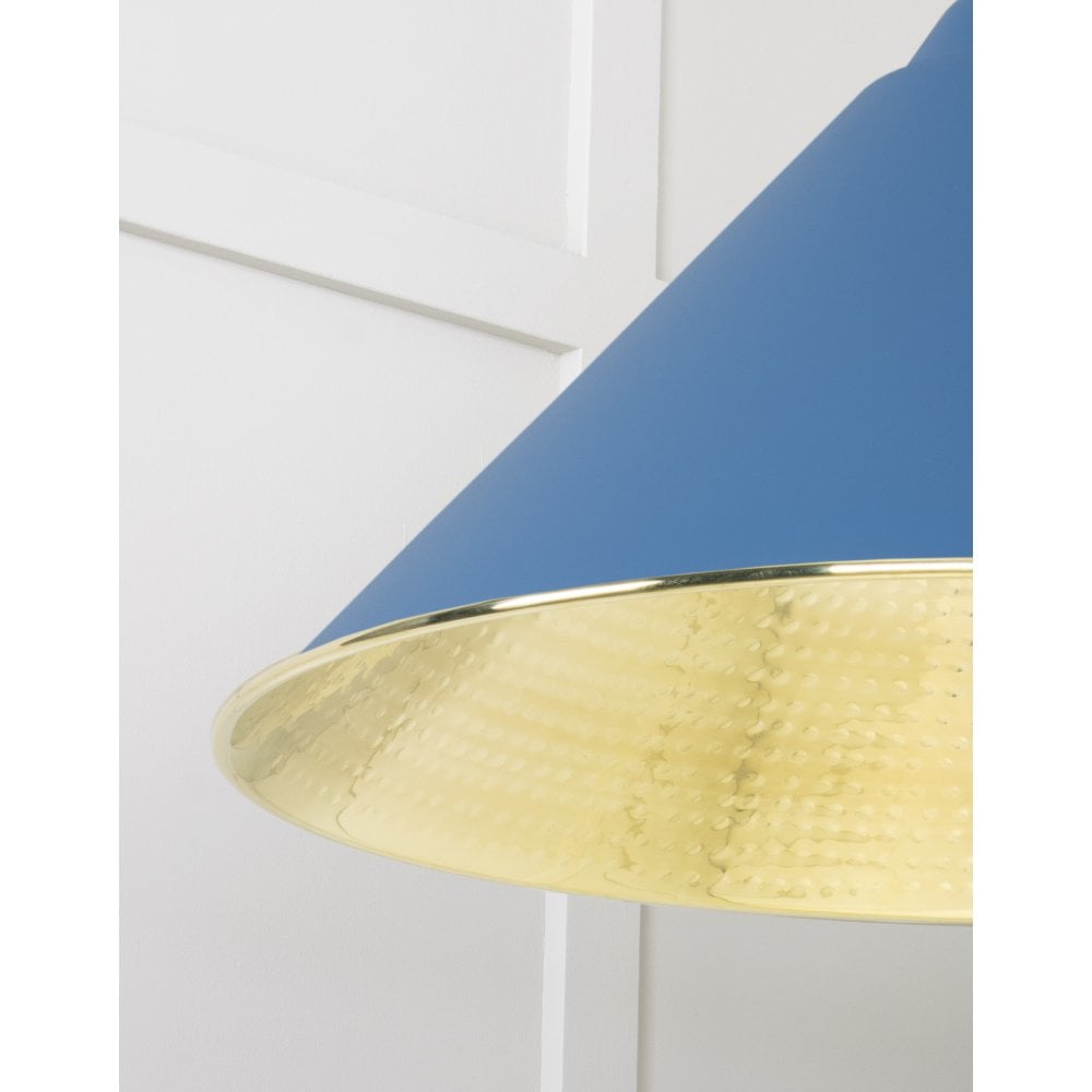 From The Anvil Hammered Brass Hockley Pendant - Upstream (Blue)