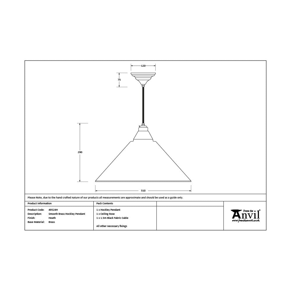 From The Anvil Smooth Brass Hockley Pendant - Heath (Earthy Green)