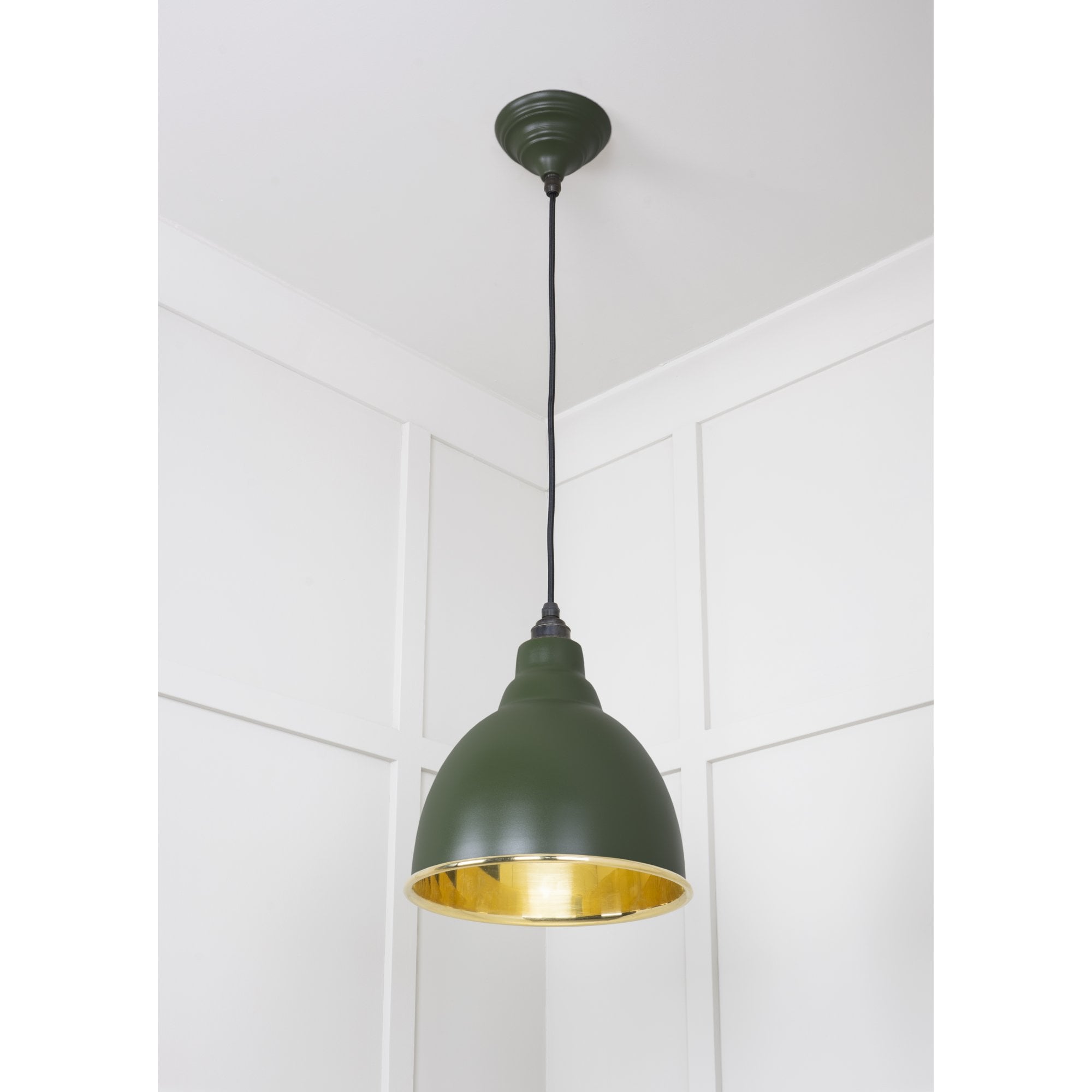 From The Anvil Smooth Brass Brindley Pendant - Heath (Earthy Green)