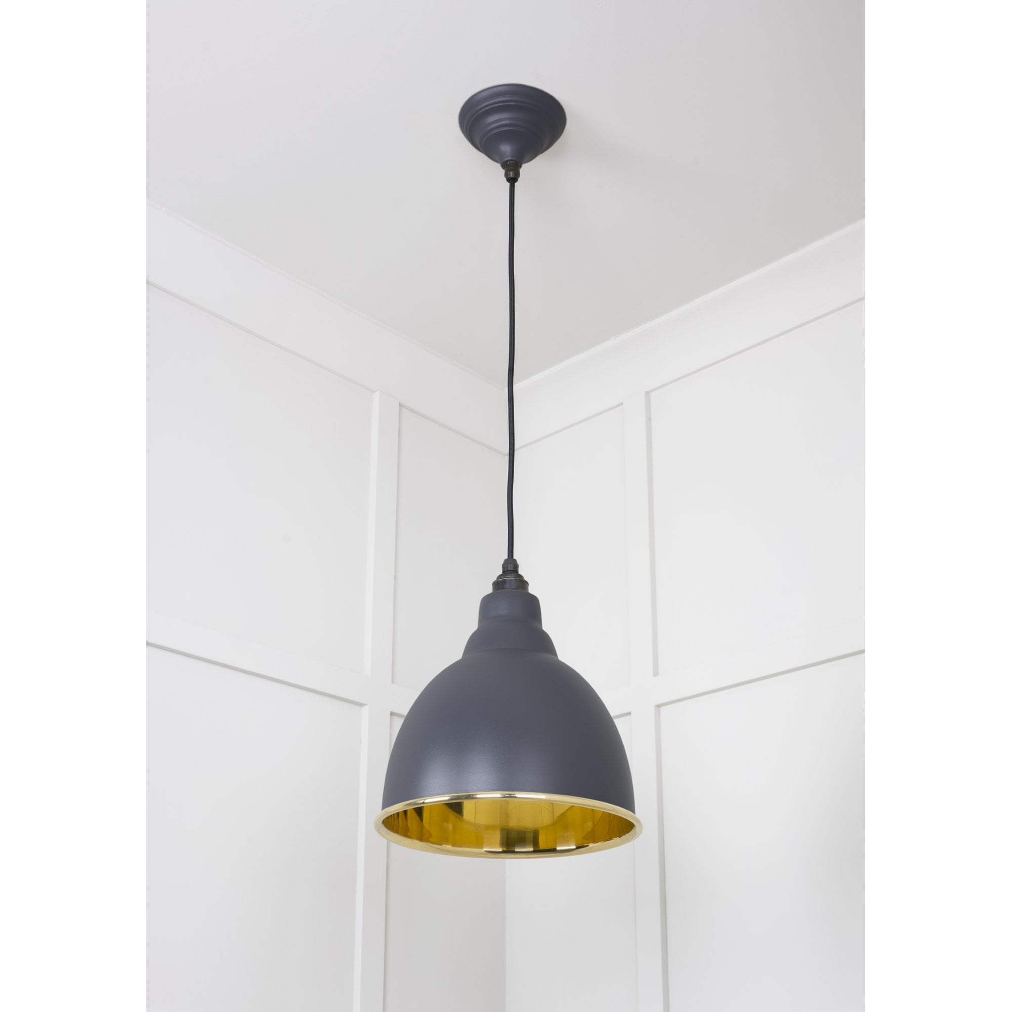 From The Anvil Smooth Brass Brindley Pendant - Slate (Mid Grey)
