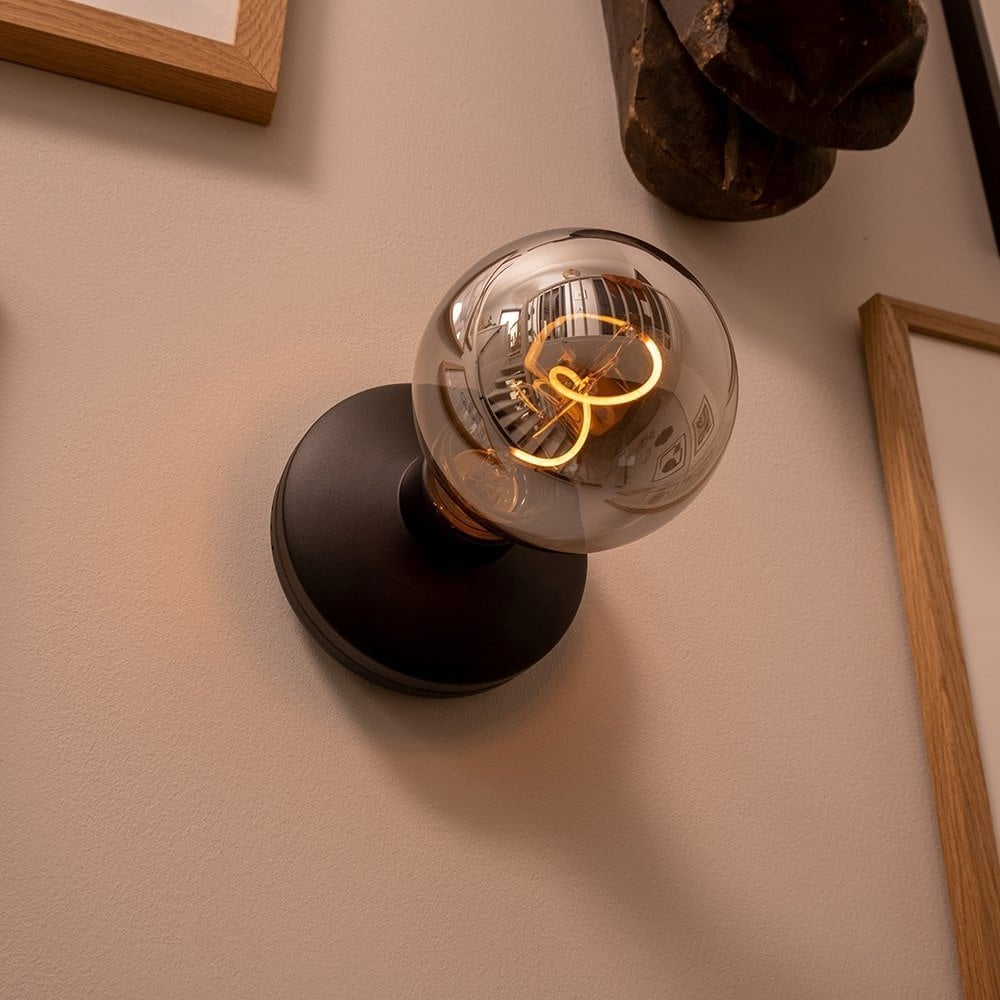Humble Bee Wall Light - Black & Smoked Bulb