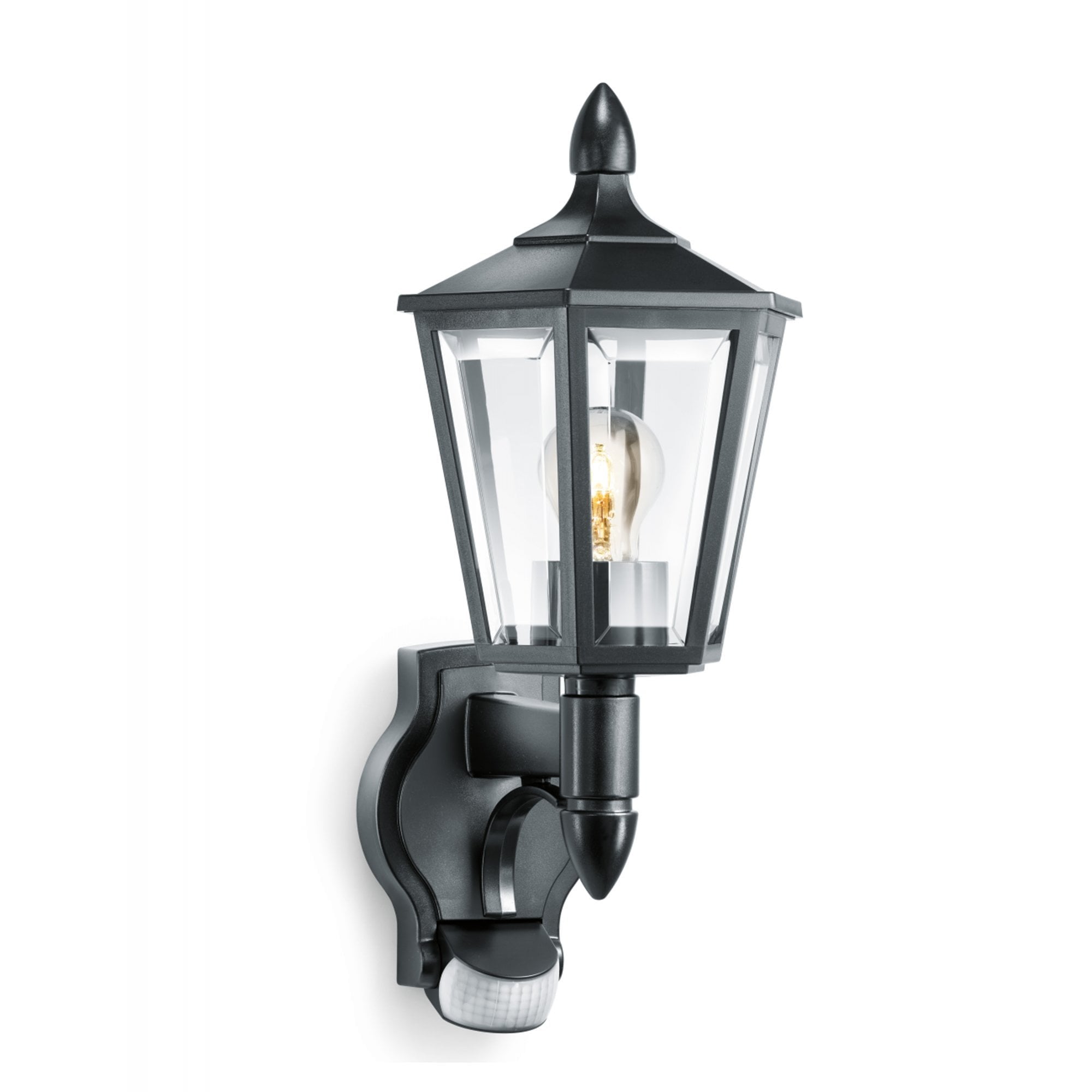 Steinel L 15 Classic Lantern Wall Uplight with 180 degree PIR - Black
