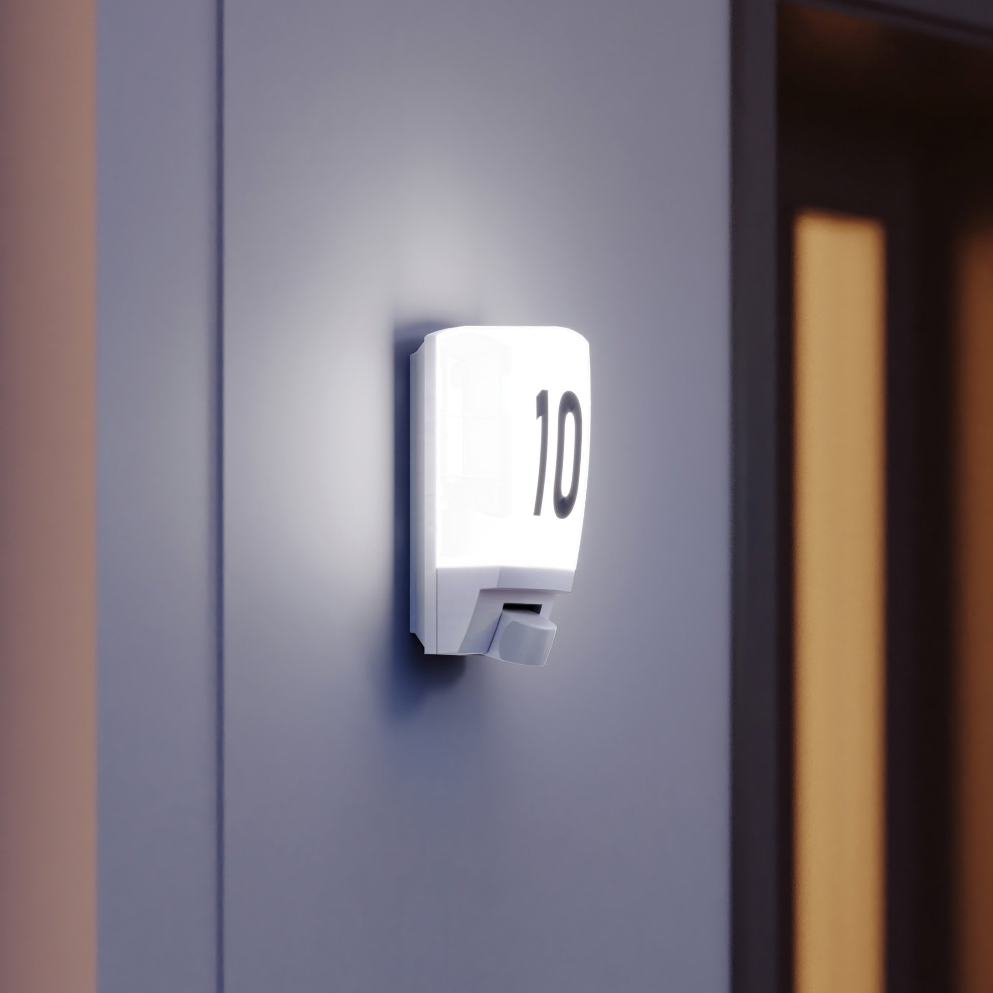 Steinel L 1 Wall Light with house number and PIR - Impact Resistant - White