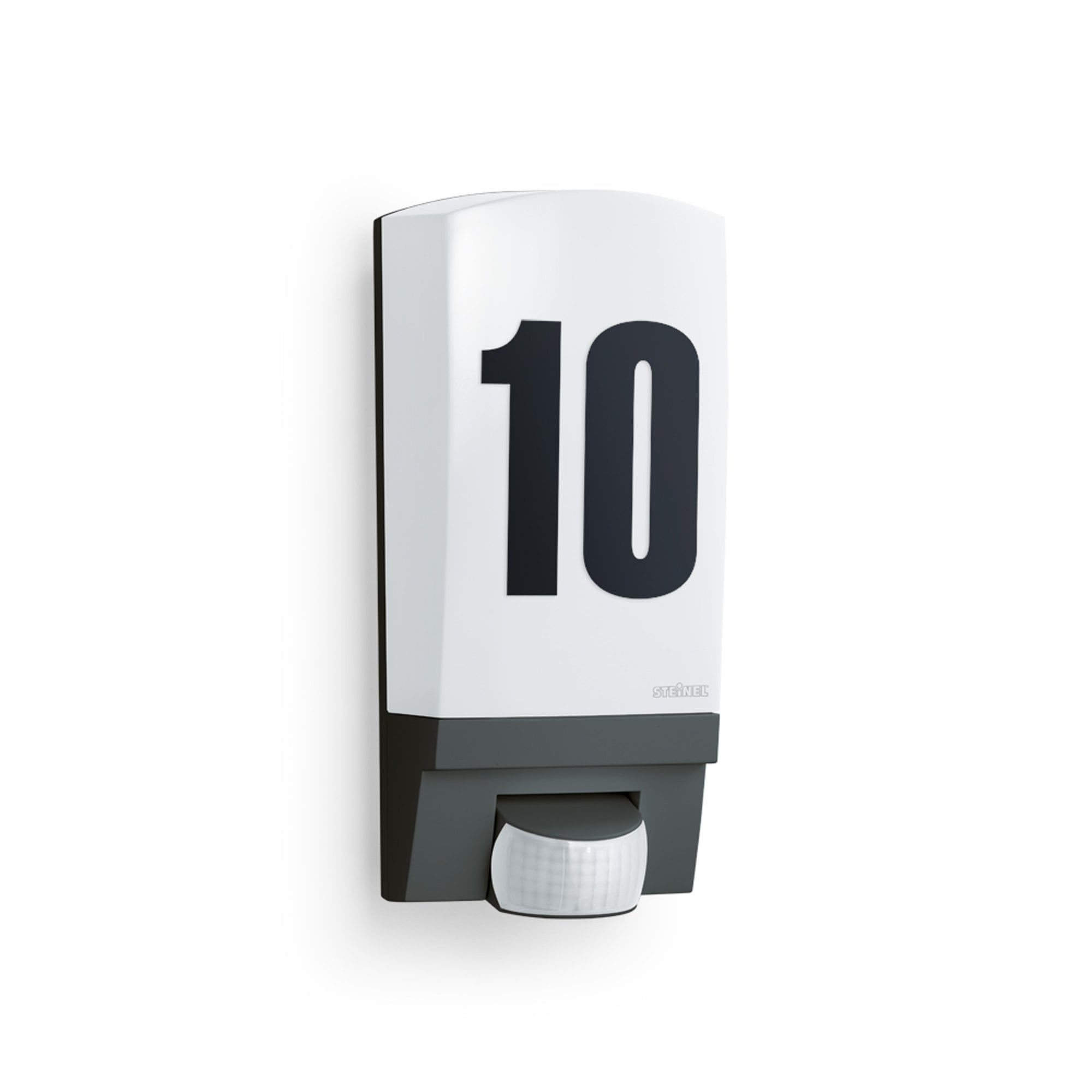 Steinel L 1 Wall Light with house number and PIR - Impact Resistant - Black