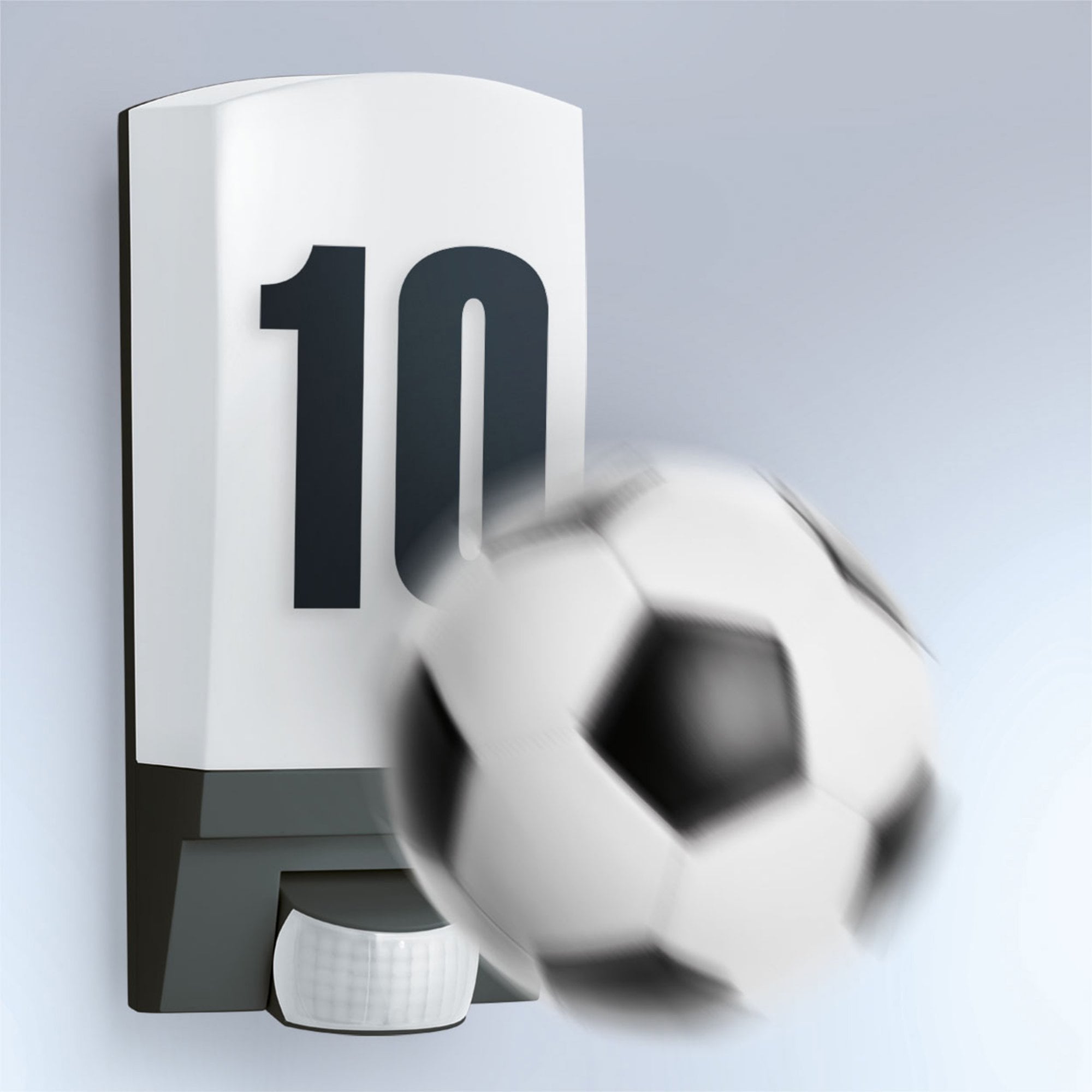 Steinel L 1 Wall Light with house number and PIR - Impact Resistant - Black